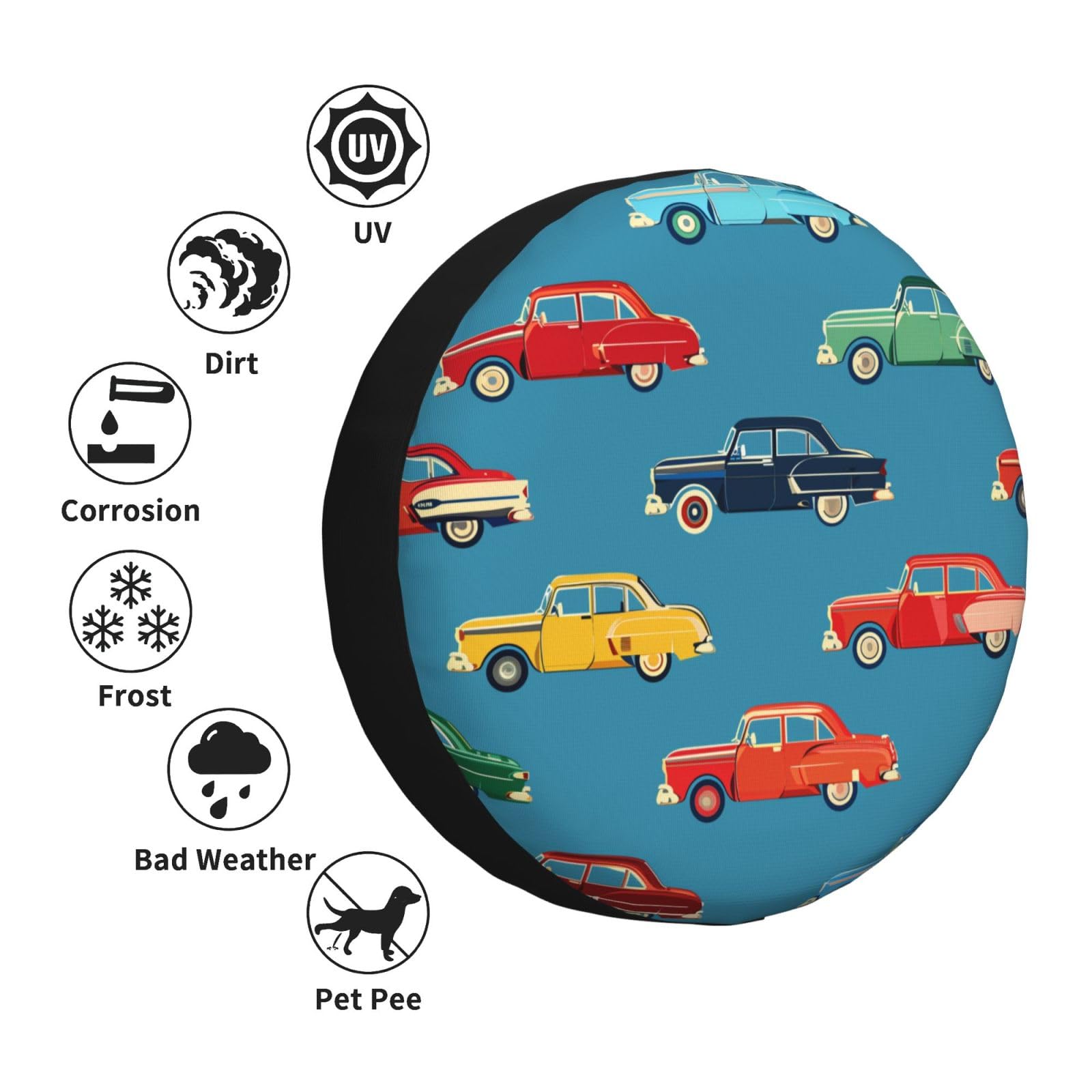 Ersatzreifenabdeckung, Rad-Abdeckungen, Cartoon-Autos, wasserdicht, staubdicht, universelle Passform für Anhänger, Wohnmobil, SUV, LKW, Camper, 35,6 cm (14 Zoll) von Mexpekil