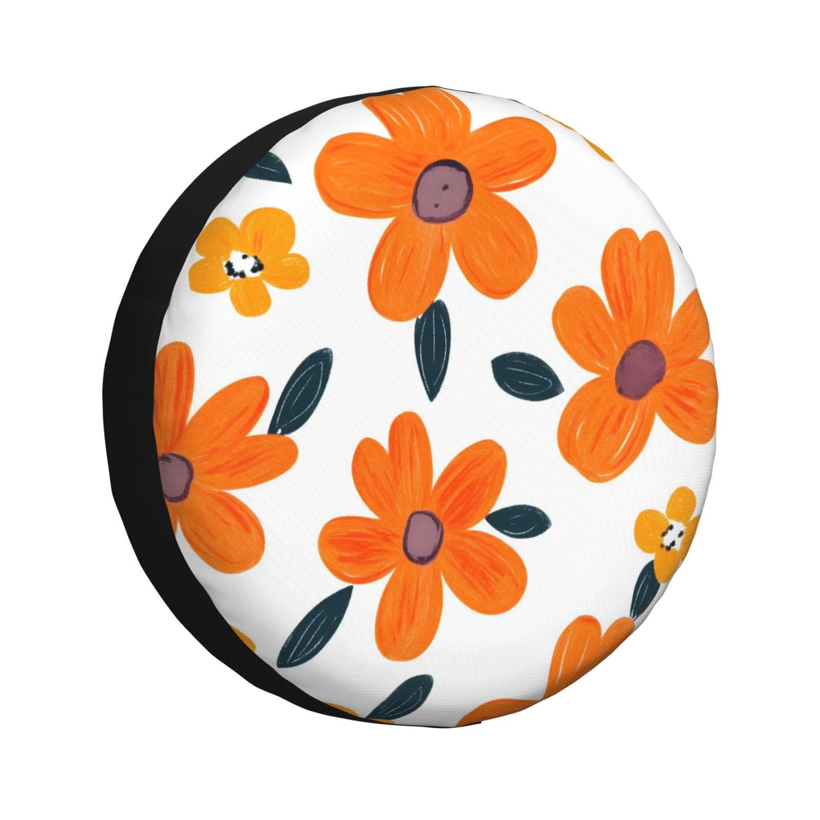 Ersatzreifenabdeckung, Rad-Abdeckungen, Orange, Cartoon-Blumen, wasserdicht, staubdicht, universelle Passform für Anhänger, Wohnmobil, SUV, LKW, Camper, 40,6 cm Ersatzreifenabdeckung, Rad-Abdeckungen, Orange, Cartoon-Blumen, wasserdicht, staubdicht, universelle Passform für Anhänger, Wohnmobil, SUV, LKW, Camper, 40,6 cm von Mexpekil