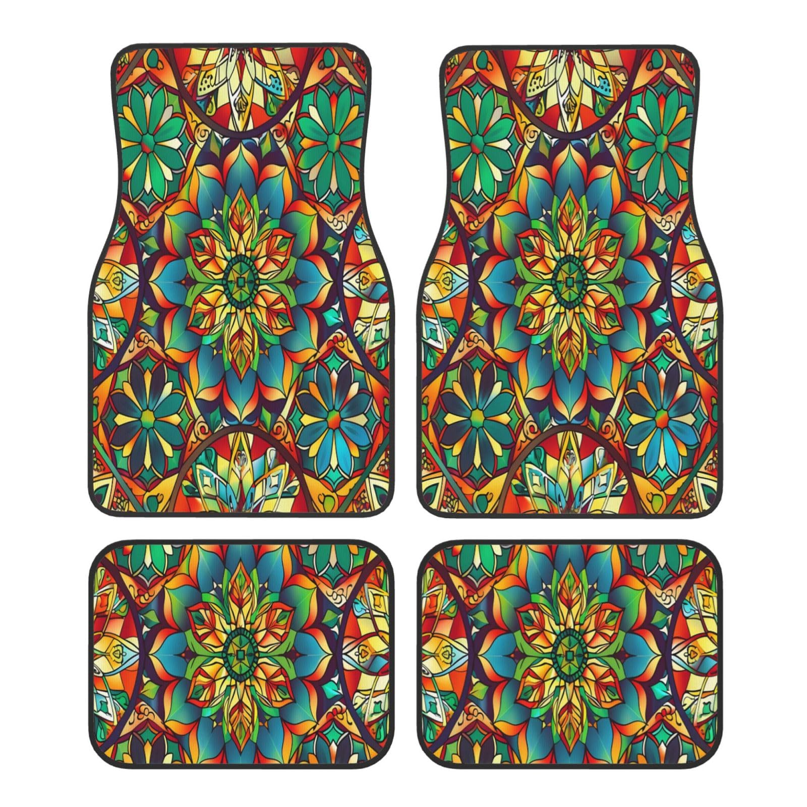 Mexpekil Ethnische Mandala-Blumen-Autofußmatten, 4 Stück, Allwetter-Universal-Auto-Fußmatten, rutschfest, wasserdicht, Automobil-Teppich, Fußmatten für SUV, Van, LKW Mexpekil Ethnische Mandala-Blumen-Autofußmatten, 4 Stück, Allwetter-Universal-Auto-Fußmatten, rutschfest, wasserdicht, Automobil-Teppich, Fußmatten für SUV, Van, LKW von Mexpekil