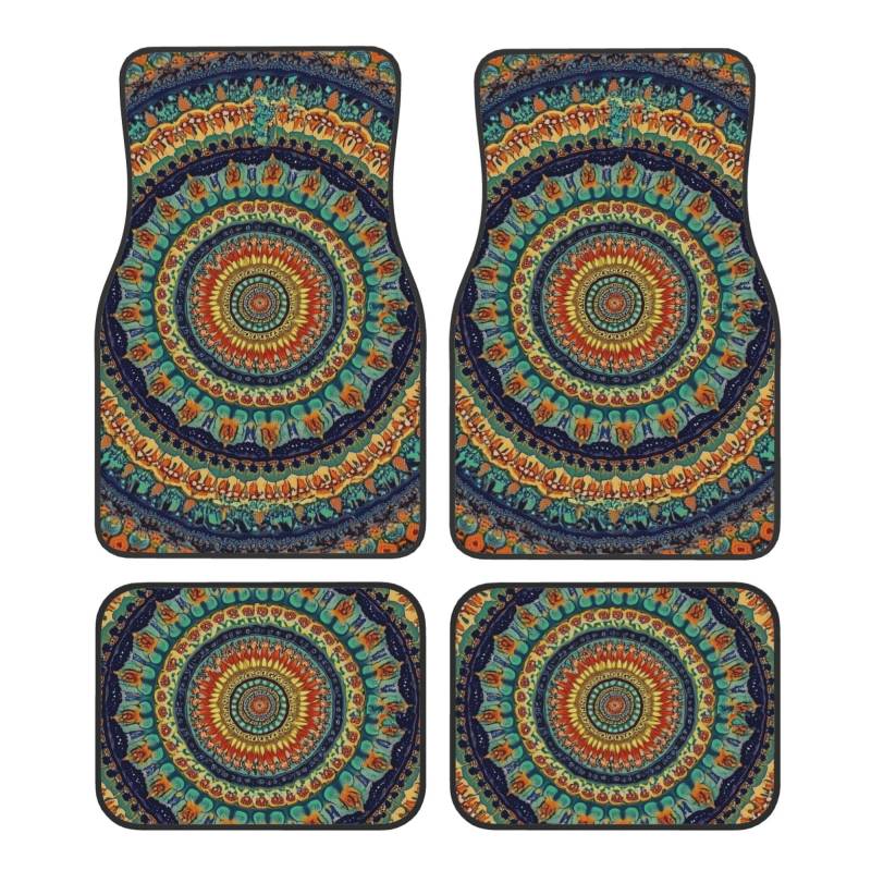 Mexpekil Mandala Bohemian Boho Automatten 4 Stück Universal Auto Fußmatten rutschfeste Auto Fußmatten Dekorative Auto Teppich Protektoren für SUV Van Truck von Mexpekil