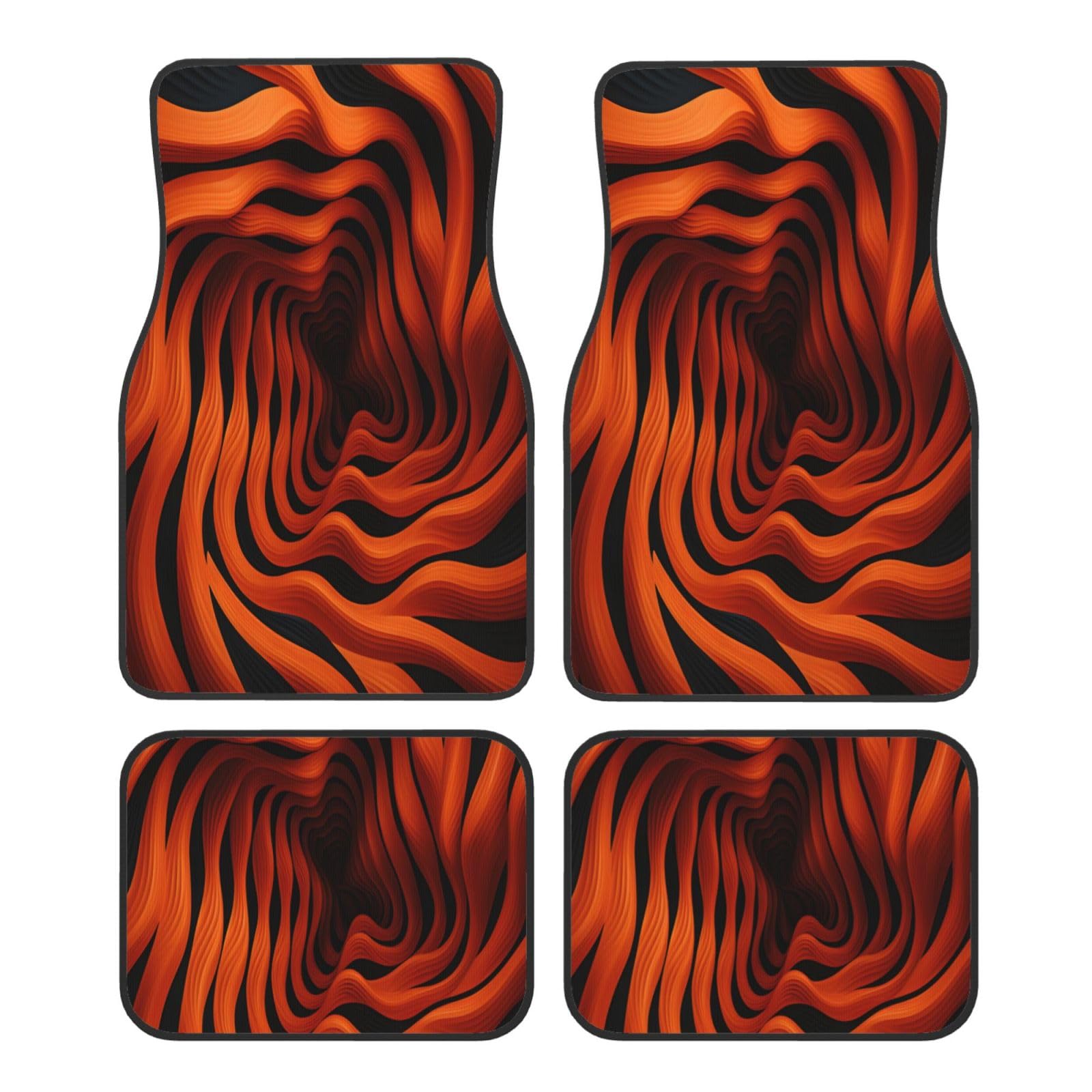 Mexpekil Universal Automatten Orange Schwarz Streifen Swirl Auto Fußmatten Set mit 4 rutschfesten Automobil-Teppichen Allwetter Fahrzeug vorne hinten Matten für SUV, Van, LKW, Innendekoration Mexpekil Universal Automatten Orange Schwarz Streifen Swirl Auto Fußmatten Set mit 4 rutschfesten Automobil-Teppichen Allwetter Fahrzeug vorne hinten Matten für SUV, Van, LKW, Innendekoration von Mexpekil
