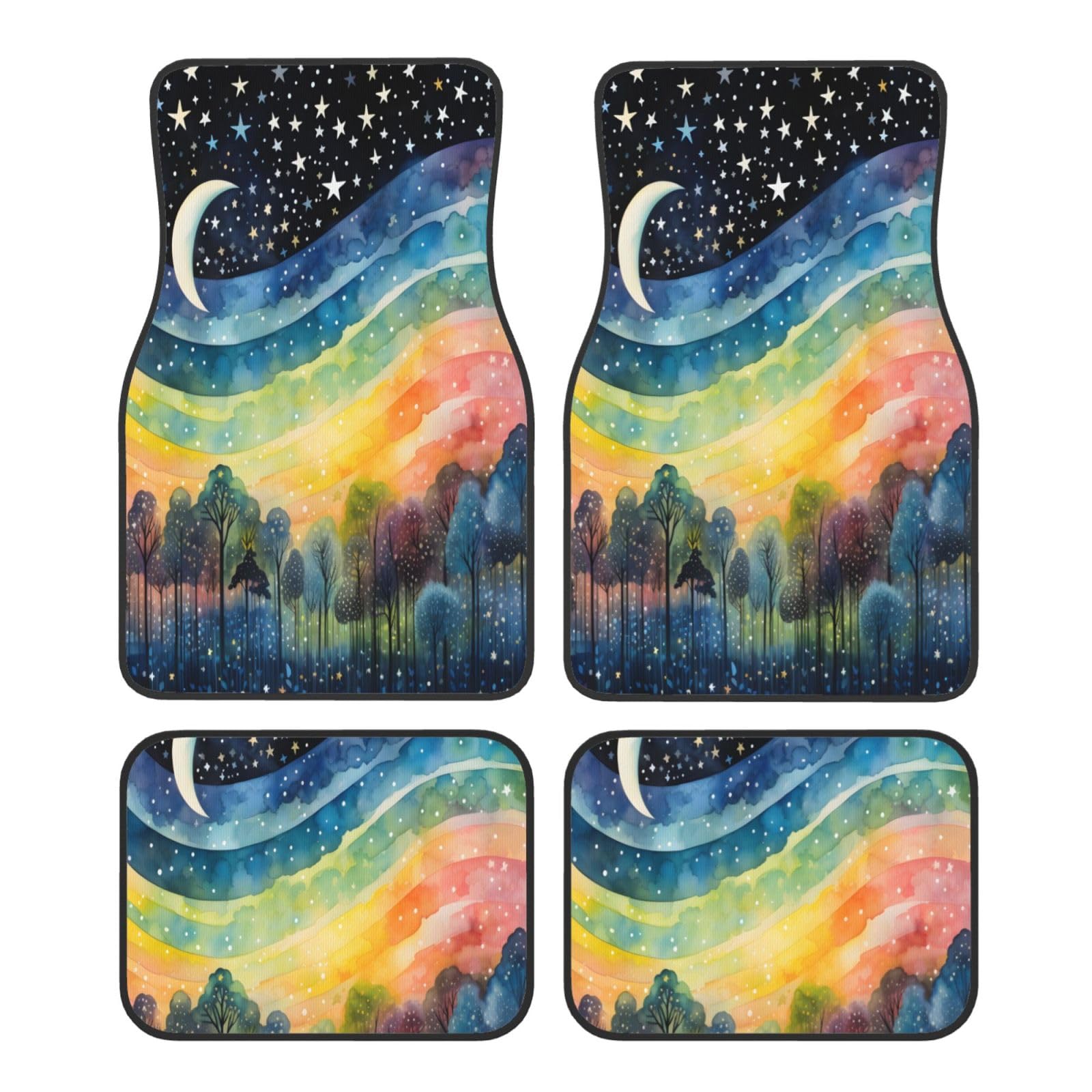 Mexpekil Universal Automatten Regenbogen Streifen Mond Stern Malerei Auto Fußmatten Set mit 4 rutschfesten Autoteppichen Allwetter Fahrzeug vorne hinten Matten für SUV Van LKW Innendekor Mexpekil Universal Automatten Regenbogen Streifen Mond Stern Malerei Auto Fußmatten Set mit 4 rutschfesten Autoteppichen Allwetter Fahrzeug vorne hinten Matten für SUV Van LKW Innendekor von Mexpekil