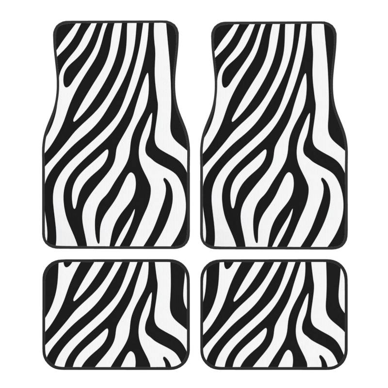 Mexpekil Zebra Print Muster Automatten 4 Stück Universal Auto Fußmatten rutschfeste Auto Fußmatten Dekorative Auto Teppich Protektoren für SUV Van Truck von Mexpekil