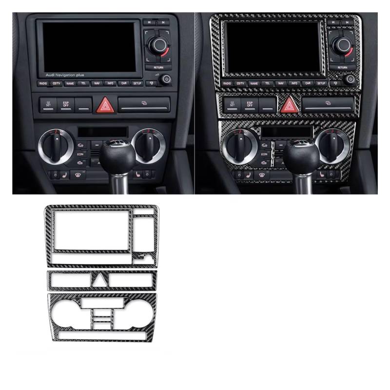 Innenzubehör Für A3 S3 8P 2006 2007 Auto Zentrale AC Radio CD Navigation Panel Set Trim Abdeckung Innen Aufkleber Auto Dekorative(Black E) von Mfibbmf