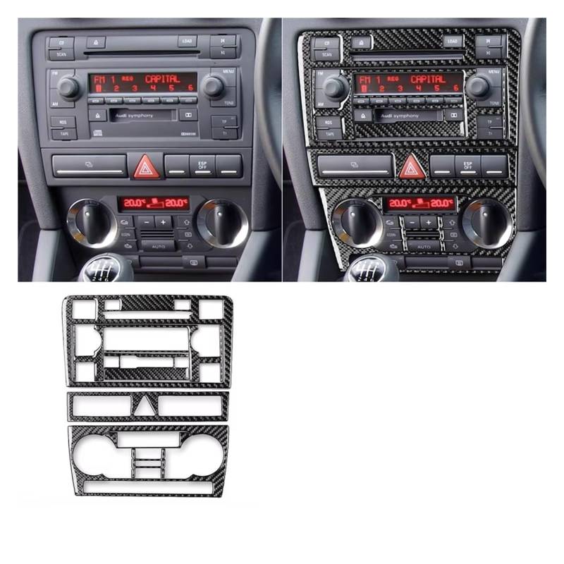 Innenzubehör Für A3 S3 8P 2006 2007 Auto Zentrale AC Radio CD Navigation Panel Set Trim Abdeckung Innen Aufkleber Auto Dekorative(Black F) von Mfibbmf