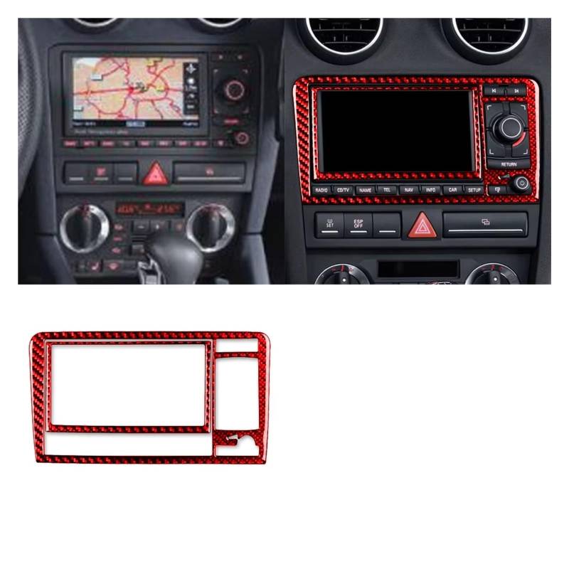 Innenzubehör Für A3 S3 8P 2006 2007 Auto Zentrale AC Radio CD Navigation Panel Set Trim Abdeckung Innen Aufkleber Auto Dekorative(Red A) von Mfibbmf