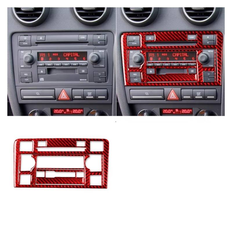 Innenzubehör Für A3 S3 8P 2006 2007 Auto Zentrale AC Radio CD Navigation Panel Set Trim Abdeckung Innen Aufkleber Auto Dekorative(Red B) von Mfibbmf