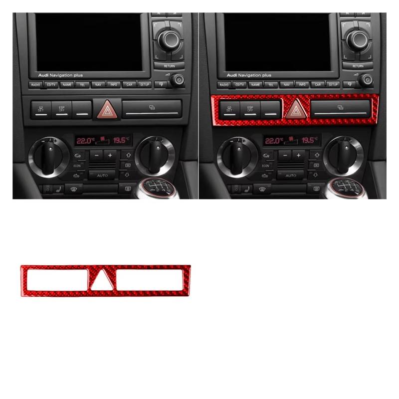 Innenzubehör Für A3 S3 8P 2006 2007 Auto Zentrale AC Radio CD Navigation Panel Set Trim Abdeckung Innen Aufkleber Auto Dekorative(Red C) von Mfibbmf