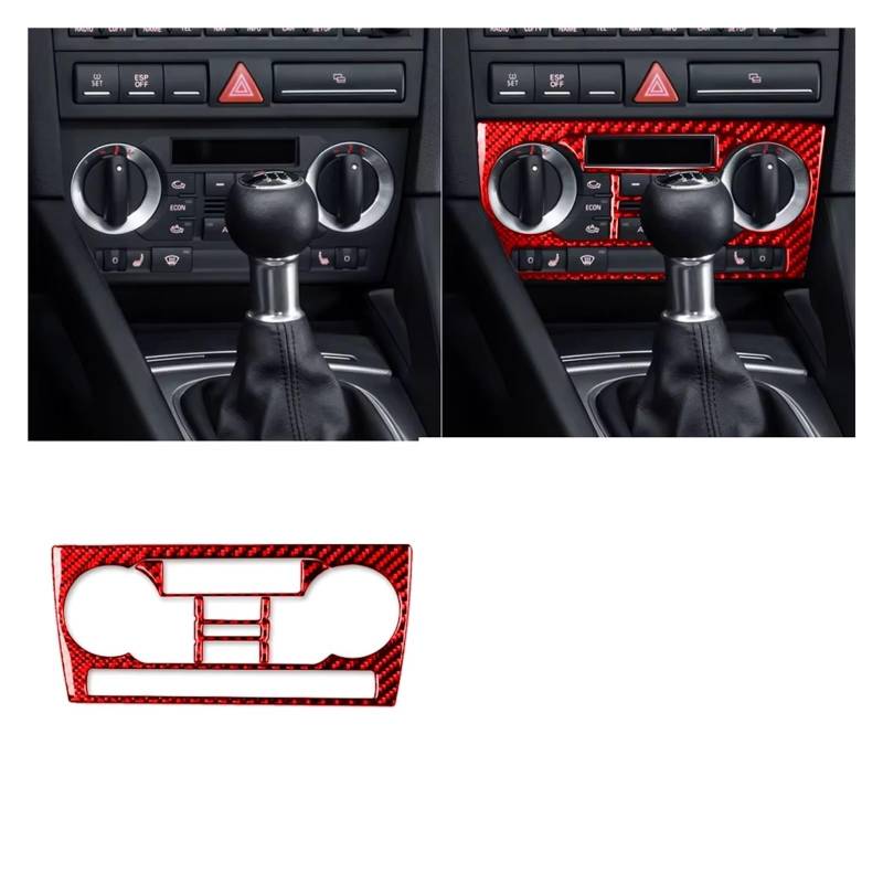 Innenzubehör Für A3 S3 8P 2006 2007 Auto Zentrale AC Radio CD Navigation Panel Set Trim Abdeckung Innen Aufkleber Auto Dekorative(Red D) von Mfibbmf