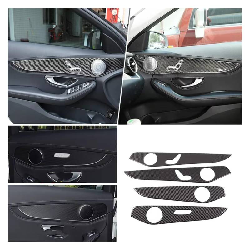 Innenzubehör Für Benz C Für GLC Klasse W205 2014-2020 4X Weiche Carbon Faser Innentür Dekoration Panel Abdeckung Borte Auto Dekorative(Style F) von Mfibbmf