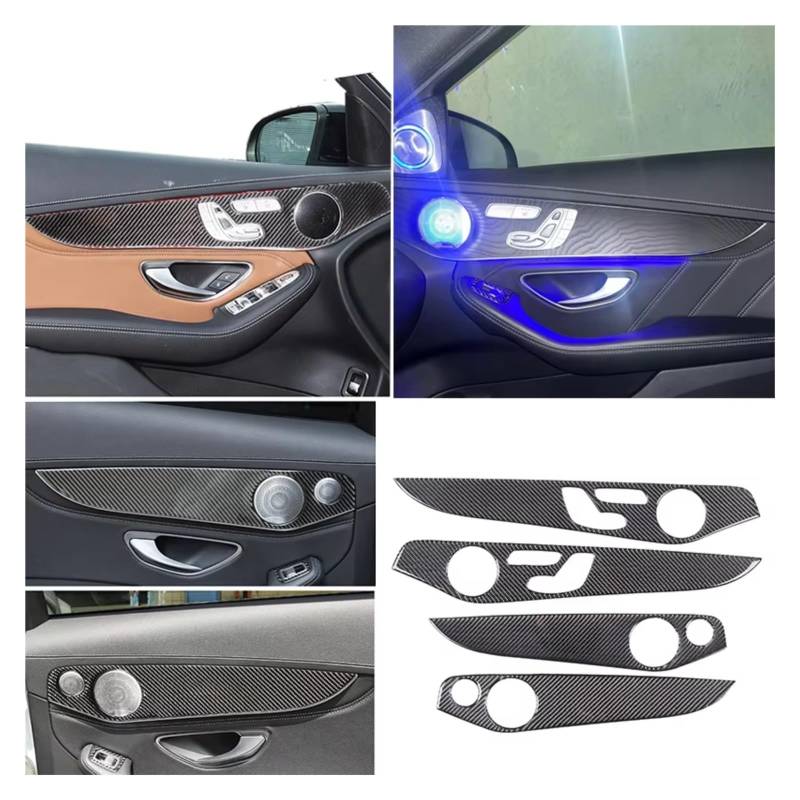 Innenzubehör Für Benz C Für GLC Klasse W205 2014-2020 4X Weiche Carbon Faser Innentür Dekoration Panel Abdeckung Borte Auto Dekorative(Style G) von Mfibbmf
