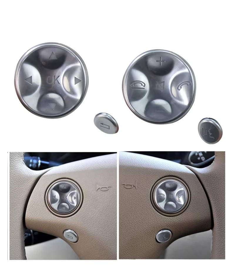 Innenzubehör Für Benz W221 S Klasse 2006-2012 Auto Lenkrad Control Schalter Push Button Abdeckung Aufkleber Trim Auto Dekorative(A Model Silver) von Mfibbmf