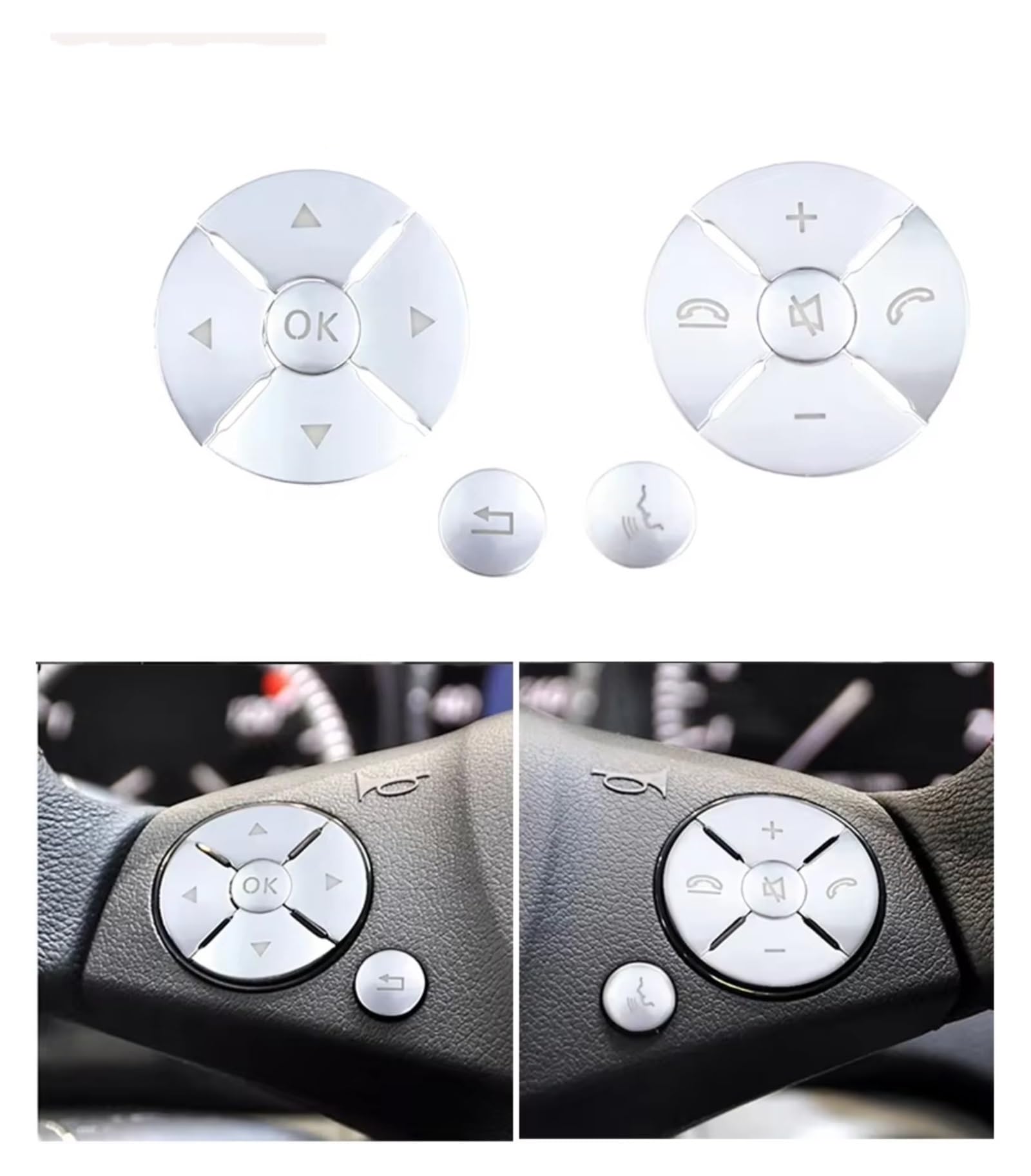 Innenzubehör Für Benz W221 S Klasse 2006-2012 Auto Lenkrad Control Schalter Push Button Abdeckung Aufkleber Trim Auto Dekorative(B Model Silver) von Mfibbmf