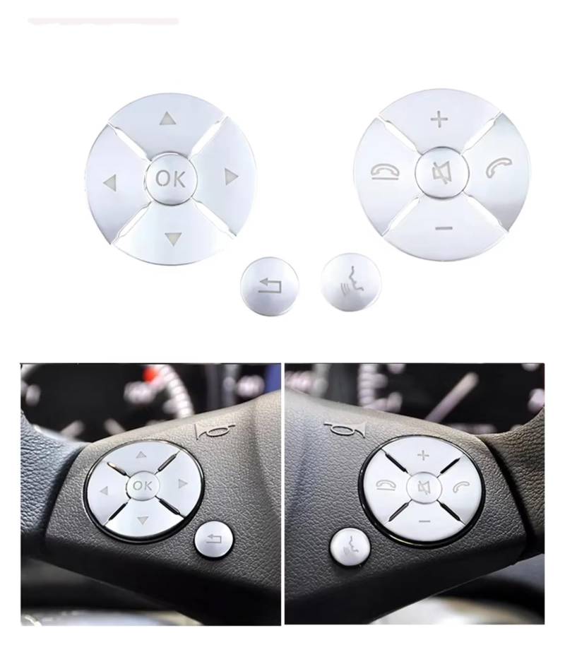 Innenzubehör Für Benz W221 S Klasse 2006-2012 Auto Lenkrad Control Schalter Push Button Abdeckung Aufkleber Trim Auto Dekorative(B Model Silver) von Mfibbmf