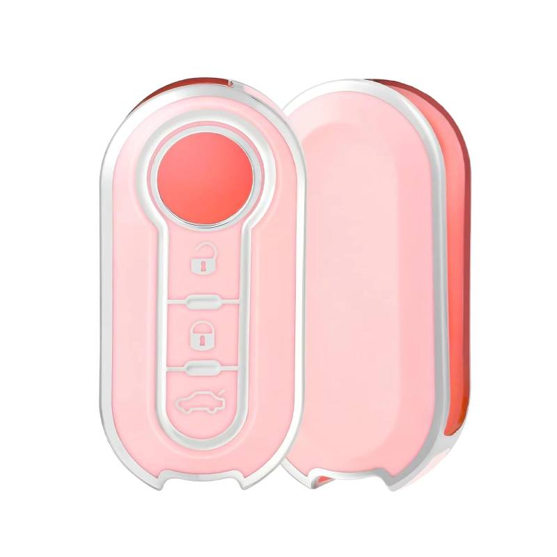 Innenzubehör Für Fiat 500 Für Ducato Für Panda 500L Für Punto Für Lancia Für Musa Auto Schlüsselanhänger Auto Schlüssel Fall Abdeckung Auto Dekorative(Pink silver) von Mfibbmf