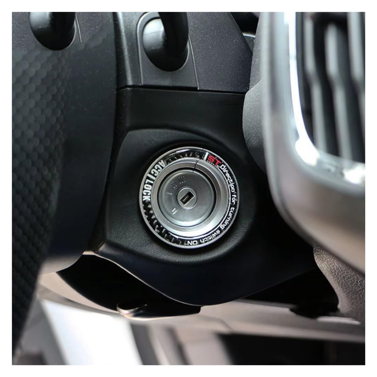 Innenzubehör Für Ford für Focus 2 MK2 3 MK3 für Kuga für Escape für Everest Teile Auto Zündschlüssel Schalter Ring Trim Aufkleber Schlüsselloch Kreis Aufkleber Auto Dekorative(Carbon Silver) von Mfibbmf
