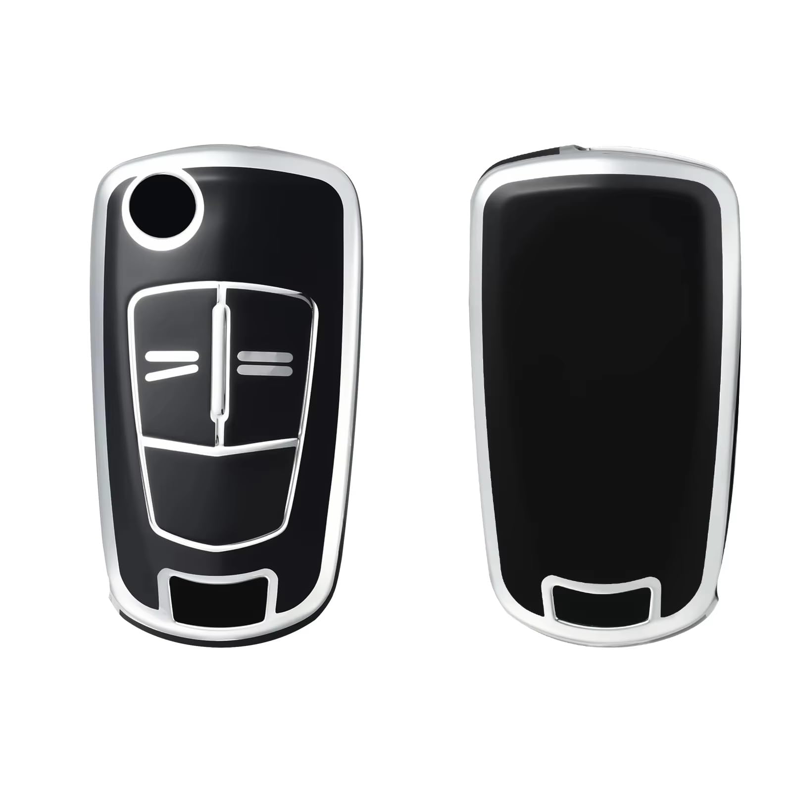 Innenzubehör Für Opel für Astra H für Corsa D für Vectra C für Zafira für Astra für Vectra für Signum Soft TPU Key Case Cover Schlüsselanhänger Auto Dekorative(Black silver) von Mfibbmf