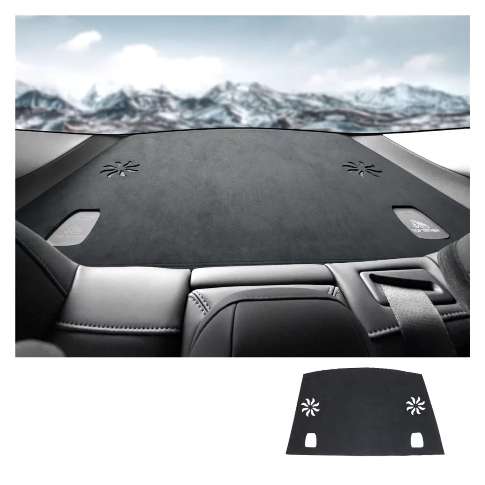 Innenzubehör Für Tesla für Modell 3 für Highland 2024-up Sonnenschutz Schutz Anti-UV Dash Matte Flanell Dashboard Abdeckung Pad Auto Dekorative(Black Rear Mat) von Mfibbmf