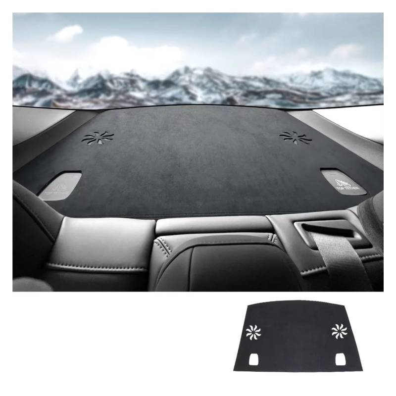 Innenzubehör Für Tesla für Modell 3 für Highland 2024-up Sonnenschutz Schutz Anti-UV Dash Matte Flanell Dashboard Abdeckung Pad Auto Dekorative(Black Rear Mat) von Mfibbmf
