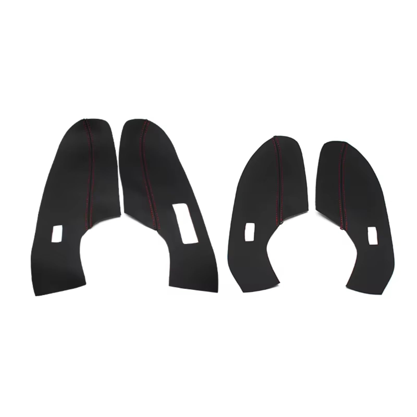 Innenzubehör Für VW Für Polo 2011-2016 Innentür Armlehne Panel Abdeckung Aufkleber Trim Nur Fließheck Leder Tür Panel Abdeckung Auto Dekorative(4pcs Black-red line) von Mfibbmf