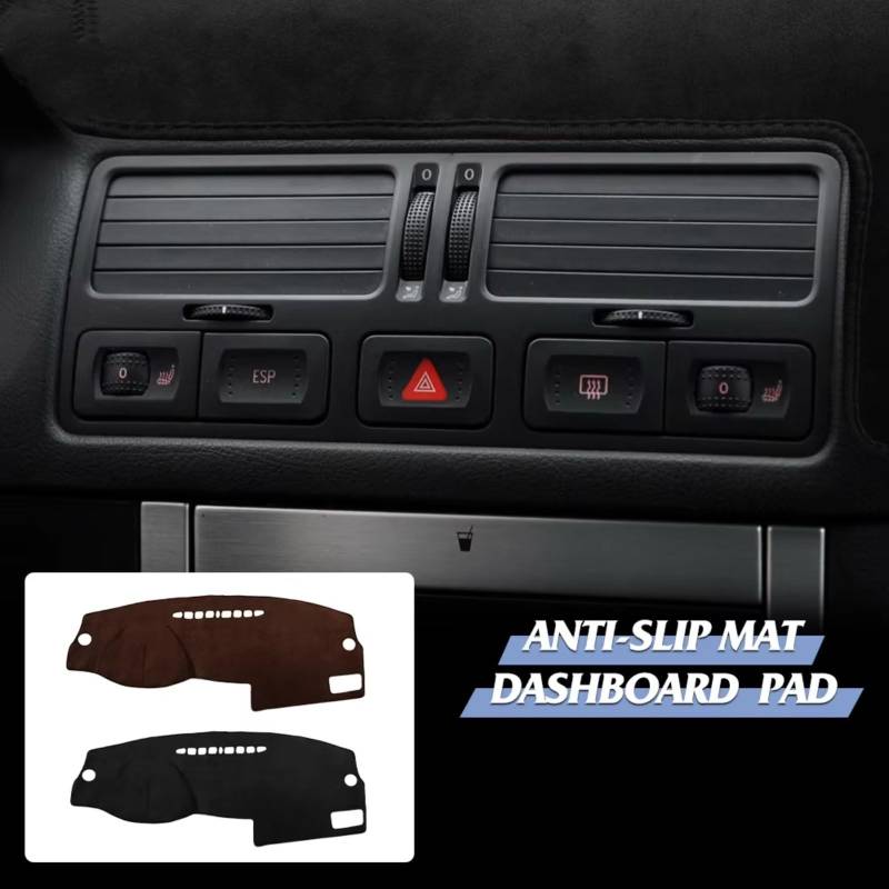 Innenzubehör Für VW für Golf 4 MK4 für Golf IV 1J 2000 2001-2005 Anti-UV-Armaturenbrett-Matte, Flanell-Armaturenbrett-Abdeckungspad Auto Dekorative(RHD Brown) von Mfibbmf