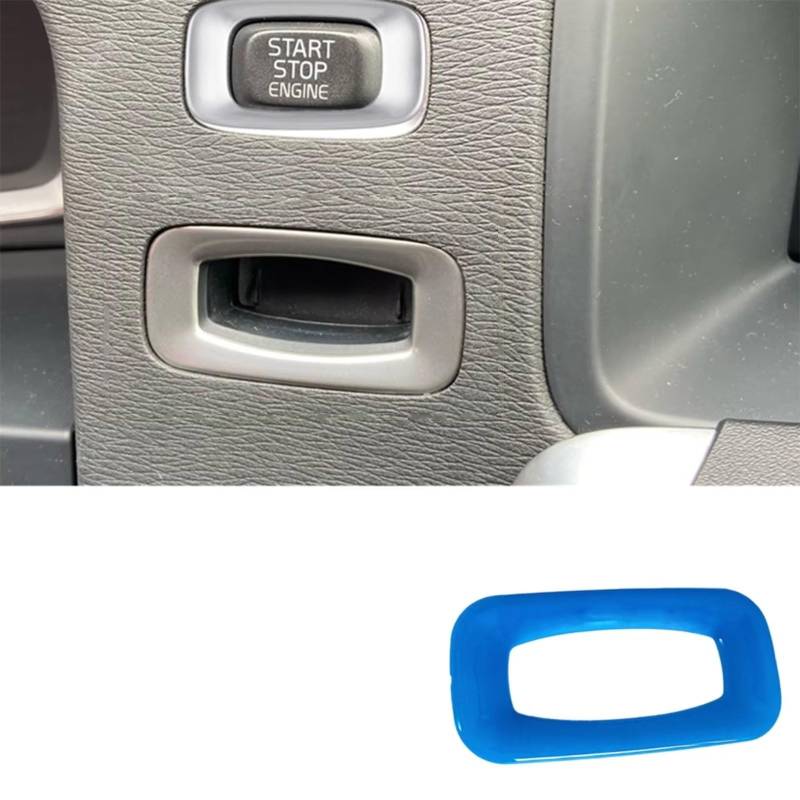 Innenzubehör Für Volvo V40 V60 S60 XC60 S80 V50 V70 XC70 Auto Motor Start Stop Schalter Taste Trim Aufkleber Auto Dekorative(Blue Keyhole Cover) von Mfibbmf