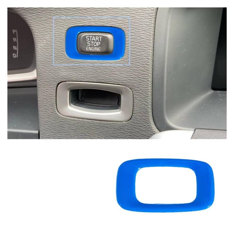 Innenzubehör Für Volvo V40 V60 S60 XC60 S80 V50 V70 XC70 Auto Motor Start Stop Schalter Taste Trim Aufkleber Auto Dekorative(Blue Start Frame) von Mfibbmf