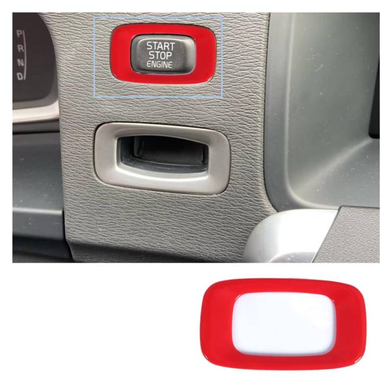 Innenzubehör Für Volvo V40 V60 S60 XC60 S80 V50 V70 XC70 Auto Motor Start Stop Schalter Taste Trim Aufkleber Auto Dekorative(Red Start Frame) von Mfibbmf
