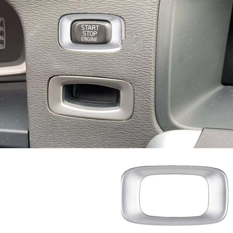 Innenzubehör Für Volvo V40 V60 S60 XC60 S80 V50 V70 XC70 Auto Motor Start Stop Schalter Taste Trim Aufkleber Auto Dekorative(Silver Start Frame) von Mfibbmf