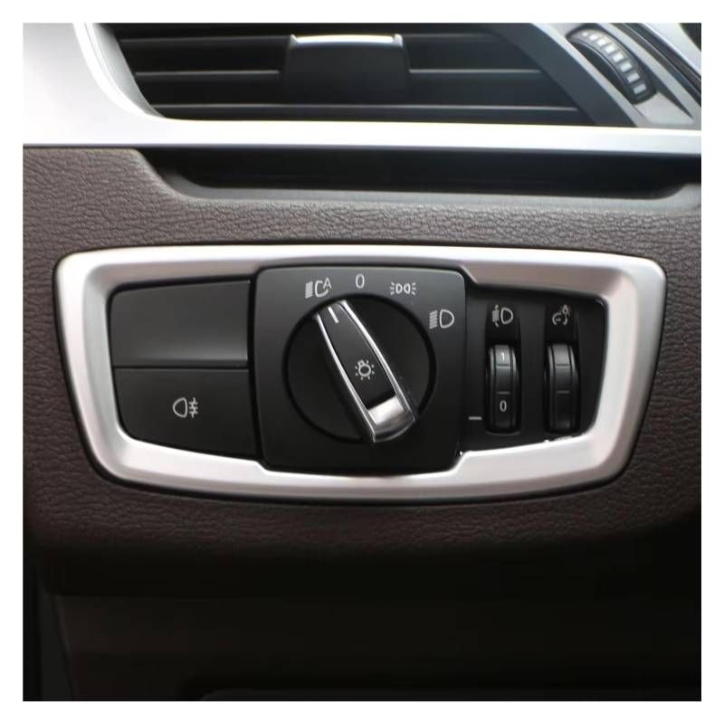 Innenzubehör Für X1 F48 2016-2020 X2 F39 Auto Scheinwerfer Schalter Taste Rahmen Abdeckung Trim Aufkleber Auto Dekorative(Abs silver) von Mfibbmf