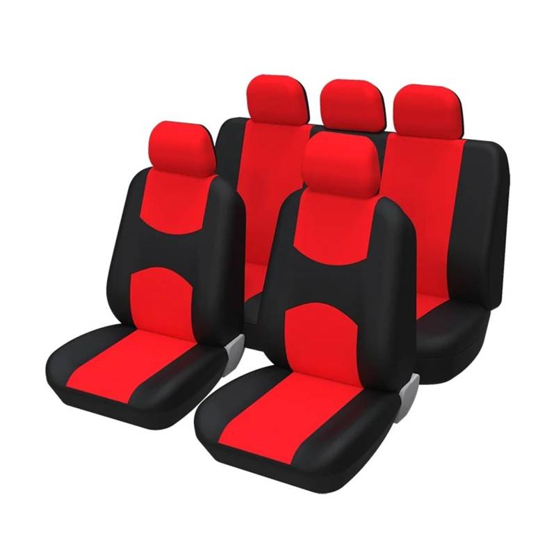 Mfibbmf Autositzüberzug Für Ford Für Fiesta Mk5 Universal-Autositzbezüge-Set Vorne Und Hinten Komplett Mit Kopfstützenbezügen Auto Schonbezüge(RED) von Mfibbmf
