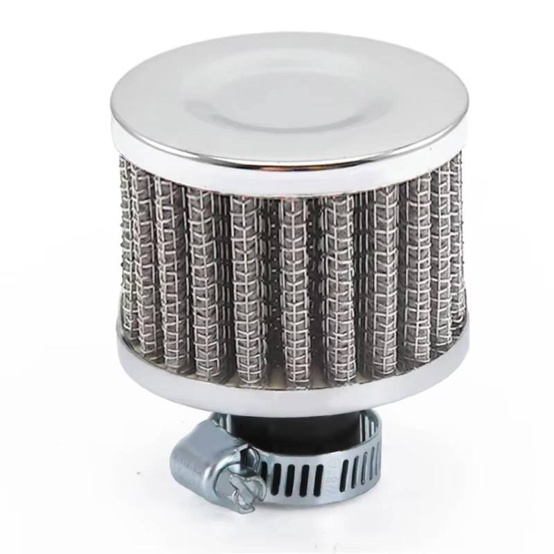 Motorrad Luftfilter Luftfilter Motorrad 12mm Filter Verschnaufpause High Flow Air Intake Turbo Kurbelgehäuse Entlüftungsabdeckung Leistungsfilter Luftfilter Motorrad(Silber) von Mfibbmf