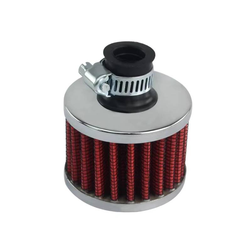 Motorrad Luftfilter Universal 12mm Auto Luftfilter Für Motorrad Cold Air Intake High Flow Kurbelgehäuse Entlüftungsabdeckung Entlüftungsfilter Luftfilter Motorrad(Red) von Mfibbmf