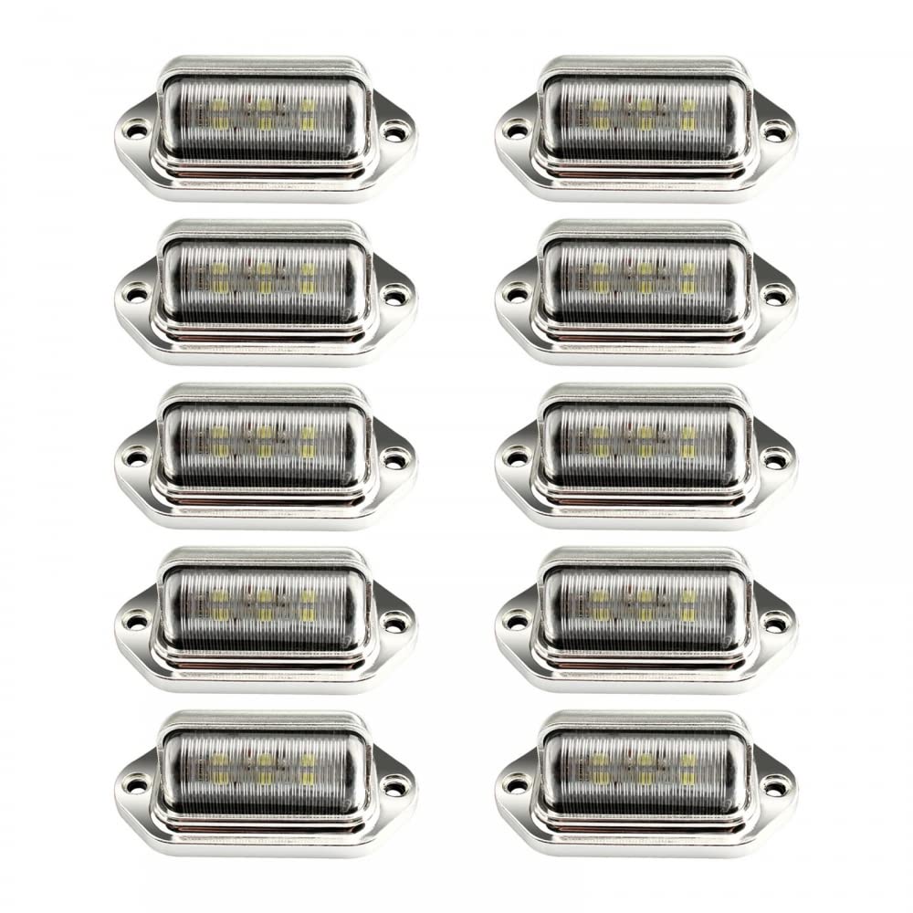 MiOYOOW 10 Stück Kennzeichenbeleuchtung LED,12V 6000K Leichte Installation Nummernschildbeleuchtung Gut Sichtbares Kennzeichen Lampe für LKW Auto Anhänger Boote von MiOYOOW