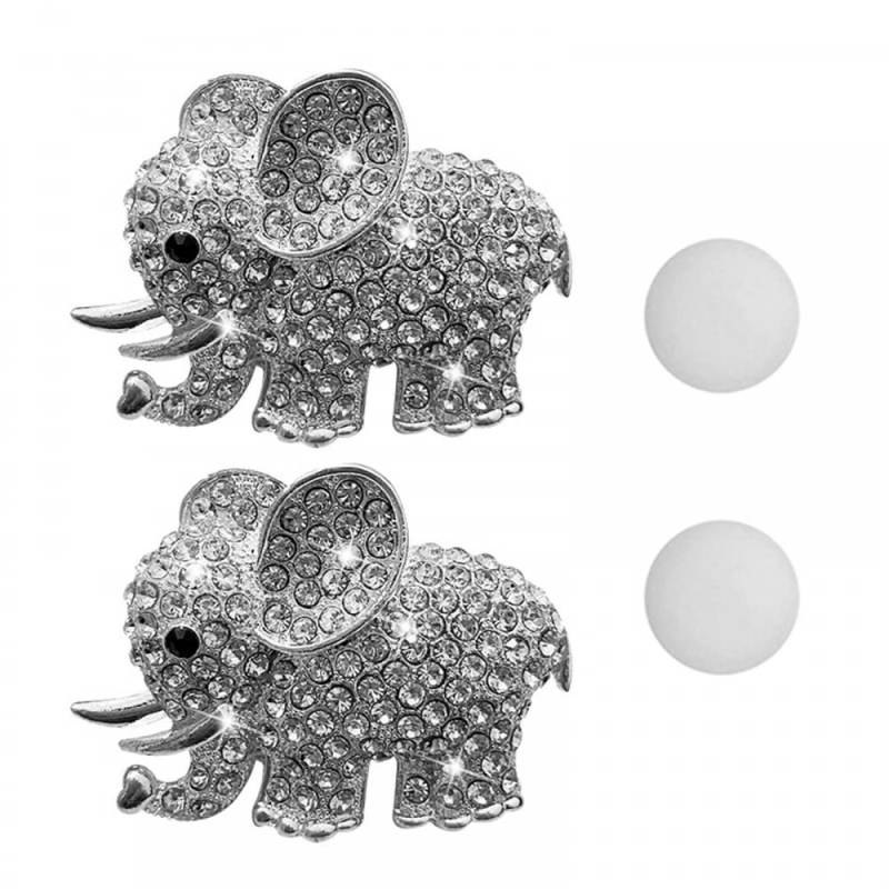 MiOYOOW 2 Stück Bling Elephant Lüftungsschlitz Clips,Elefant Diamant Auto Clip Strass Autoclip Innendekorationen für Auto Lüftungsschlitze Armaturenbrett von MiOYOOW