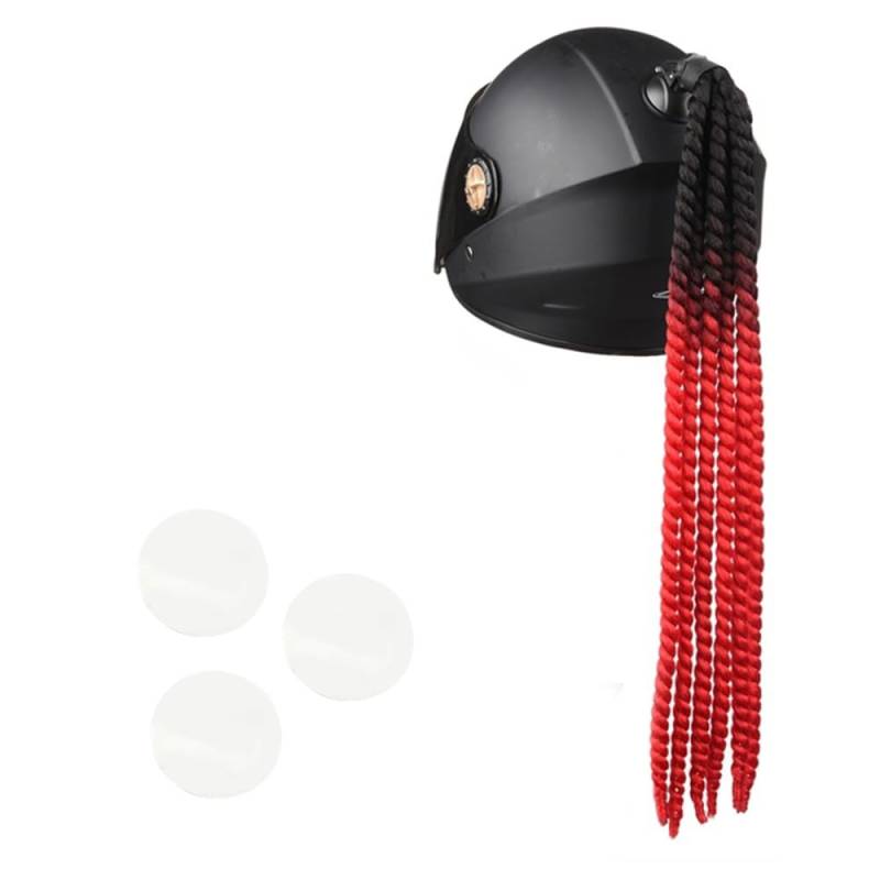 MotorradHelm Zöpfe, 21,6 Zoll Rampe Motorradhelm Pferdeschwanz Helm Zöpfe Geflochtener Mehrfarbige Dazzle mit Saugnapf für die Dekoration Jedes Helms (Helm Nicht im Lieferumfang Enthalten) von MiOYOOW
