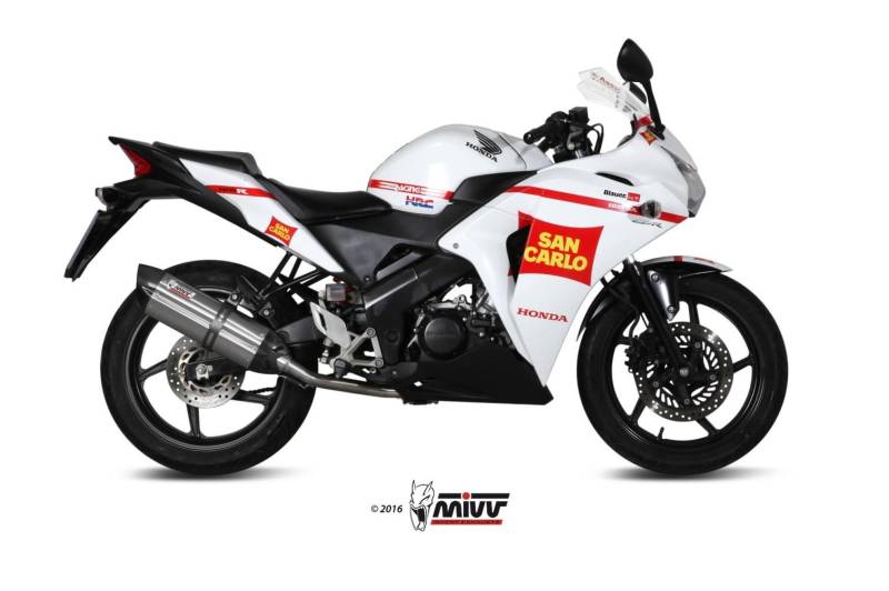 Sport Auspuff Komplettanlage MIVV Suono Edelstahl Honda CBR 125 R Bj. 2011-2016 +ABE von MiVV
