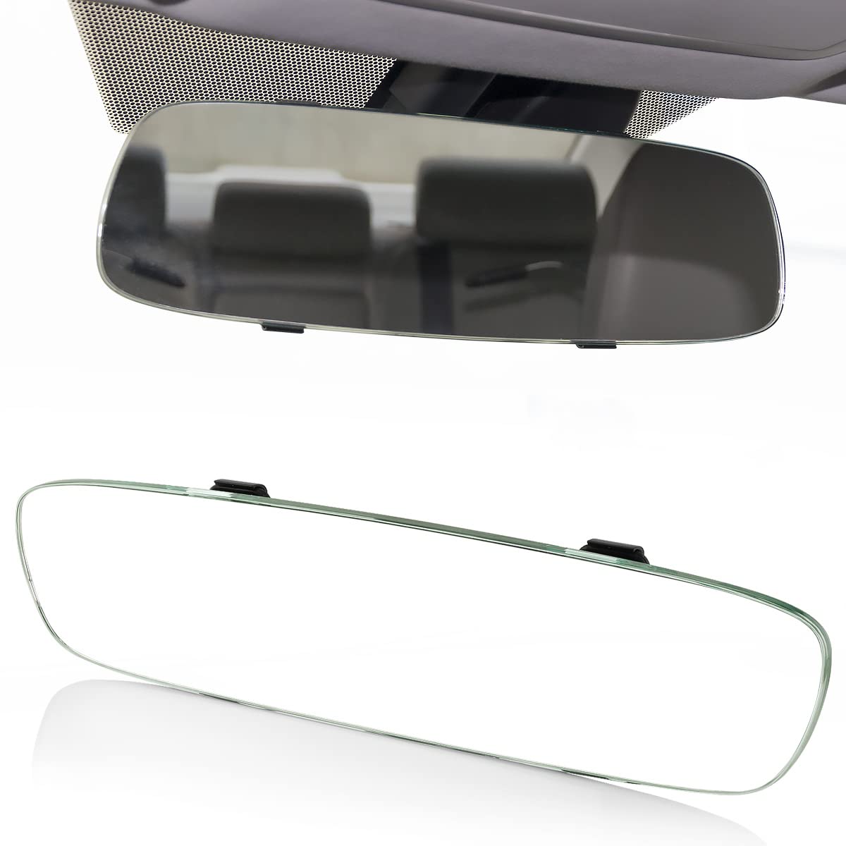 MidGard Auto Flach-Panorama Rückspiegel, KFZ-Innenspiegel, Weitwinkel Spiegel-Aufsatz 300 mm von MidGard