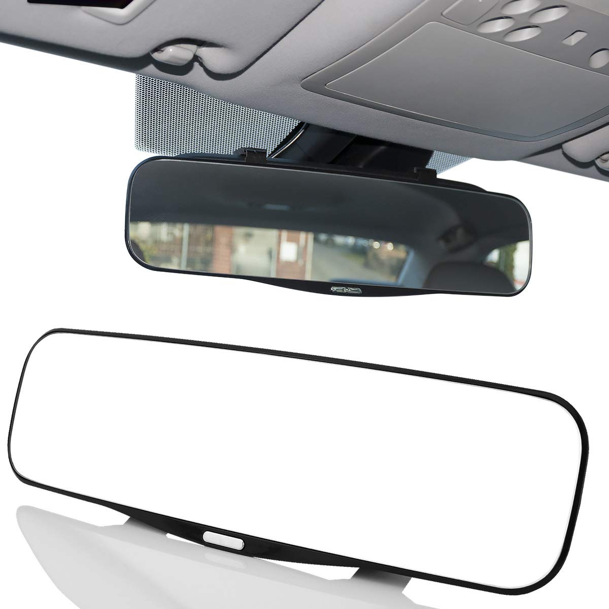 MidGard Auto Weitwinkel Panorama Rückspiegel 305x80mm, KFZ-Innenspiegel, Spiegel leicht gebogen konvex von MidGard