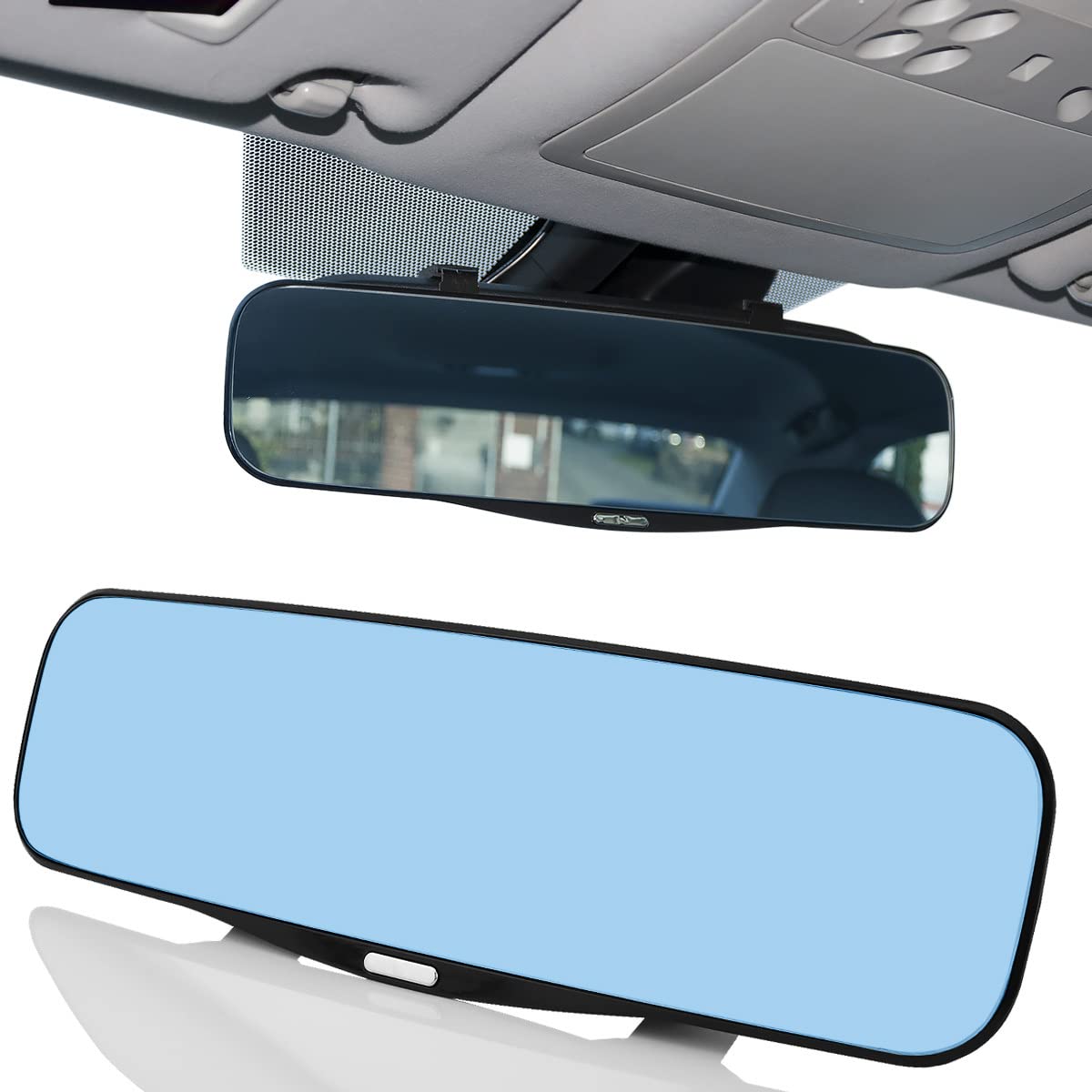 MidGard Auto Panorama Rückspiegel blendfrei, Blendschutz KFZ-Innenspiegel, Weitwinkel Spiegel mit Blendschutzfunktion, Aufsatz leicht gebogen von MidGard