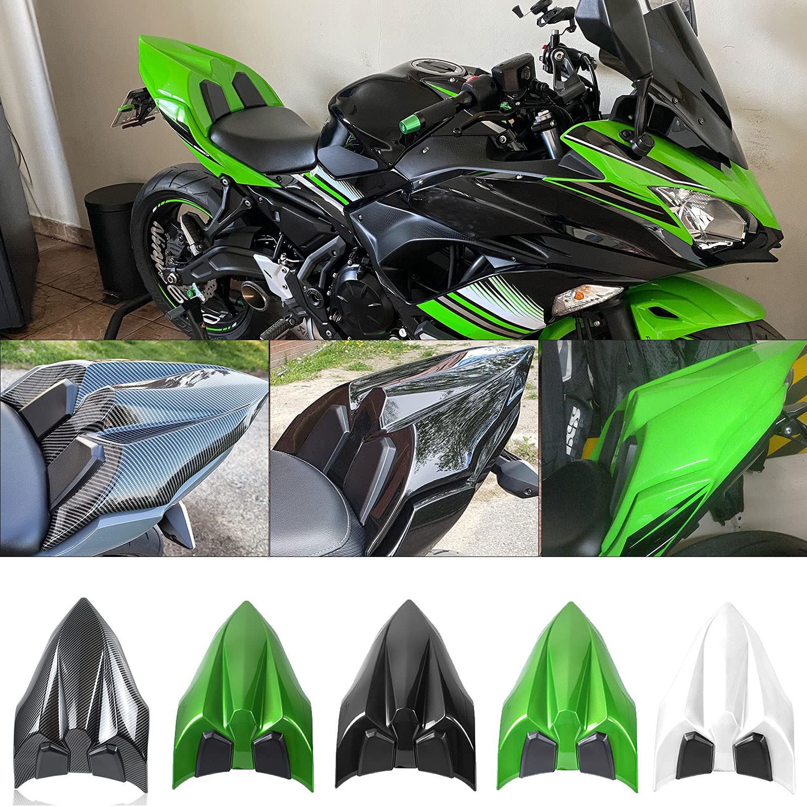 Midimttop Kompatibel mit Ka-wa-sa-ki Ninja650 Z650 Sitz Abdeckung Hinten Sozius Harte Solo Sitz Gugel Buckel für Ninja 650 Z 650 2017 2018 2019 2020 2021 2022 2023 (Hellgrün) von Midimttop