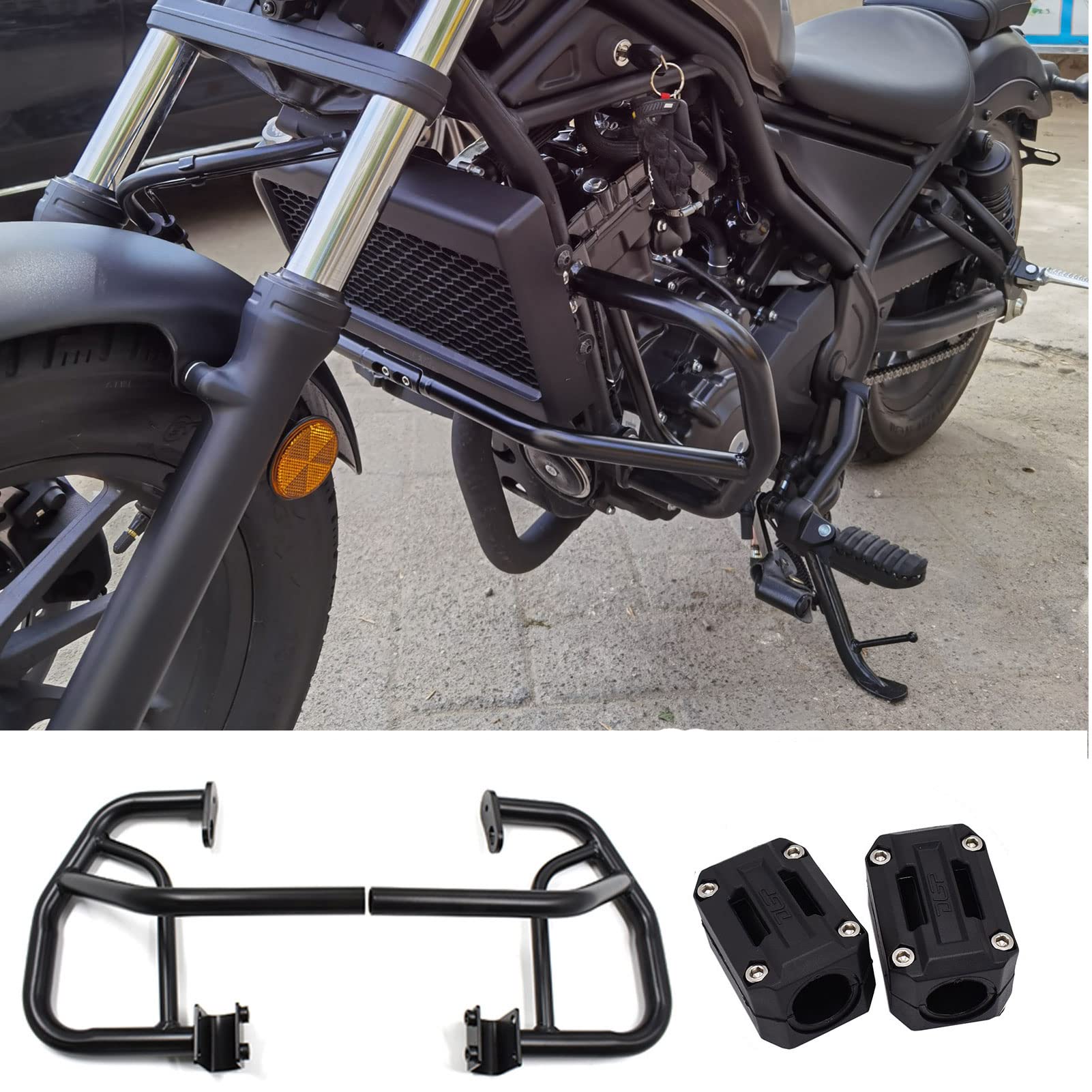 Midimttop Motor Schutz Crash Bar Stoßstange Rahmen Schutz Kompatibel mit Ho-n-da Rebel 500 Rebel 300 CMX 300 500 CMX300 CMX500 Rebel 500 2017 2018 2019 2020 2021 von Midimttop