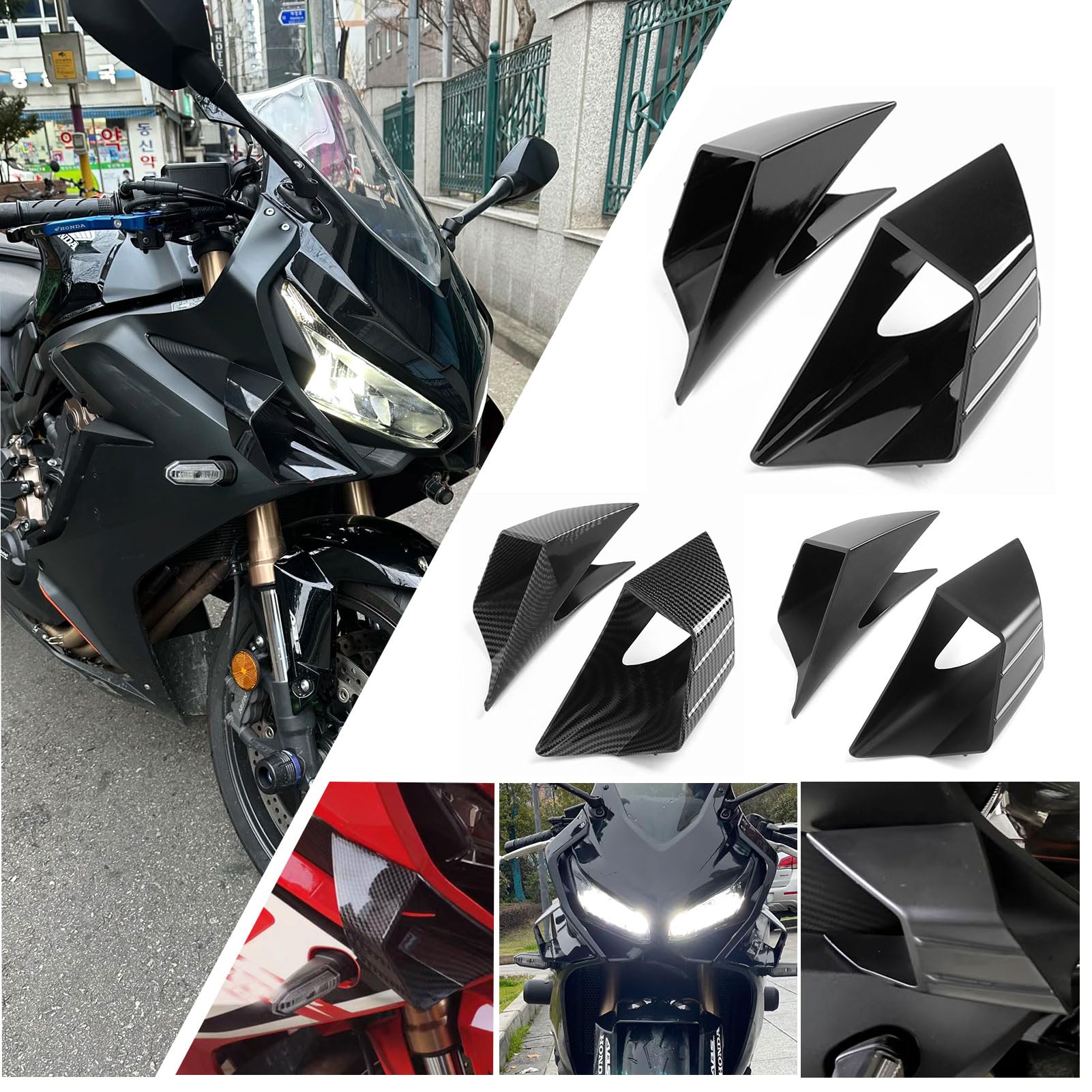 Midimttop Motorrad Aerodynamische Verkleidung Winglet ABS Spoiler Seite Spoiler Zubehör fit for HO&N&DA CBR650R CBR 650R CBR 650 R Zubehör 2019-2023 (Glänzend schwarz) von Midimttop