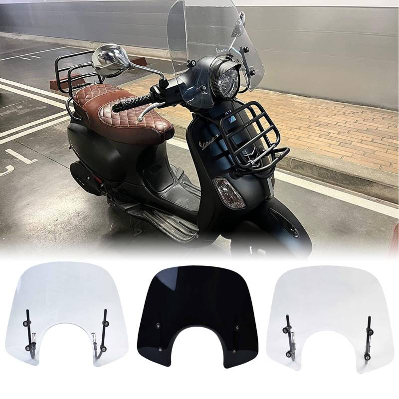 Midimttop Motorrad Frontscheibe Windschutz Scheibe Windabweiser Windschutz Scheibe Replacement for Piaggio VES&pa LX50 LX125 LX150 GT200 GTS250 GTS300 Alle Jahre (Klar) von Midimttop