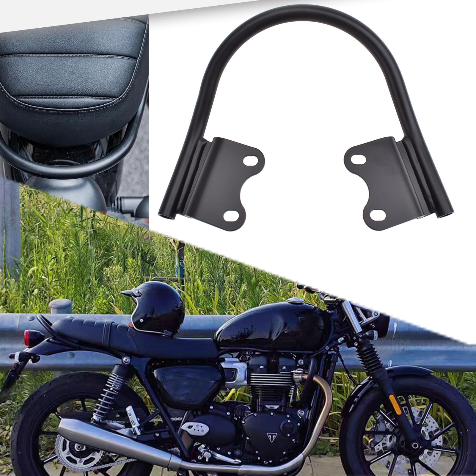 Midimttop Motorrad Passagier Rücksitz Haltegriff Griff Sitz Armlehne Griff Gepäckträger fit for Tri&um&ph Street Twin 900 2016-2023 Speed Twin 900 Zubehör 2023-2024 Midimttop Motorrad Passagier Rücksitz Haltegriff Griff Sitz Armlehne Griff Gepäckträger fit for Tri&um&ph Street Twin 900 2016-2023 Speed Twin 900 Zubehör 2023-2024 von Midimttop