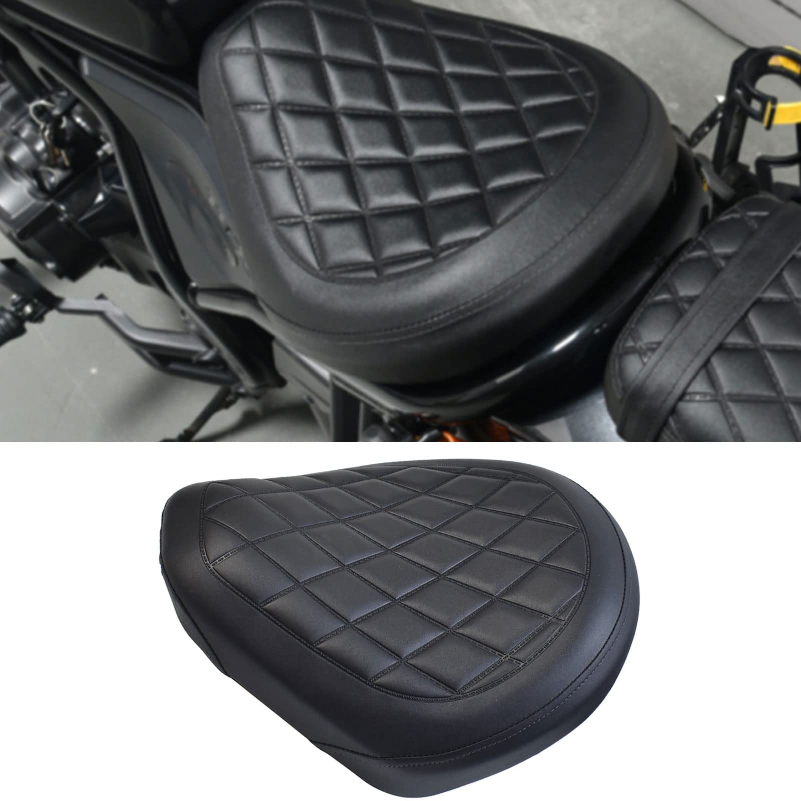 Midimttop Motorrad Sitz Fahrersitz Vorne Hinten Passagier Leder Kissen Pad Motocross Für Ho-nda Rebel CMX 1100 CMX1100 Zubehör 2021 2022 2023 (Fahrersitz vorne-Schwarz) von Midimttop