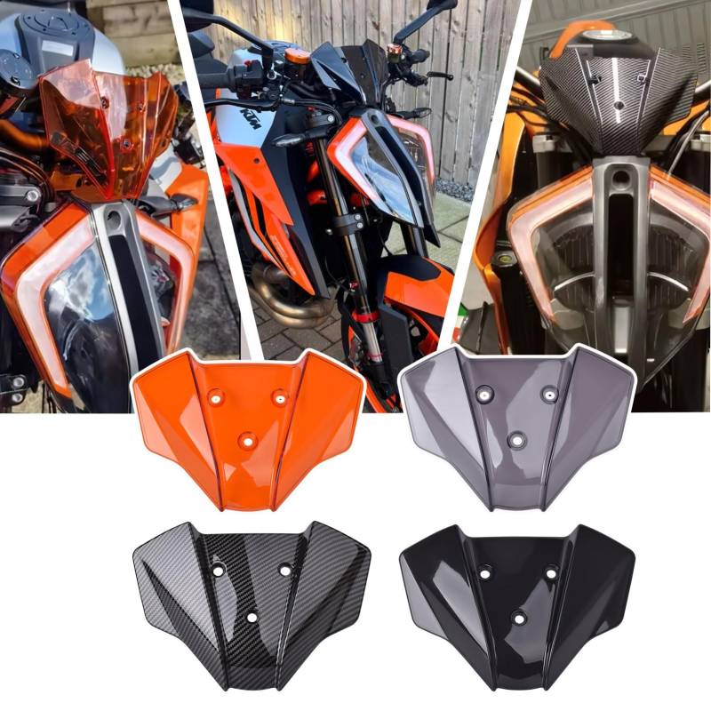Midimttop Motorrad Windschutzscheibe Windschutz Windabweiser Flyscreen Frontverkleidung Visier Visier fit for K&T&M 1290 SUPER Duke R 20-24 1290 SUPER Duke RR21-24/EVO 22-24 (Kohlefaser-Look) von Midimttop