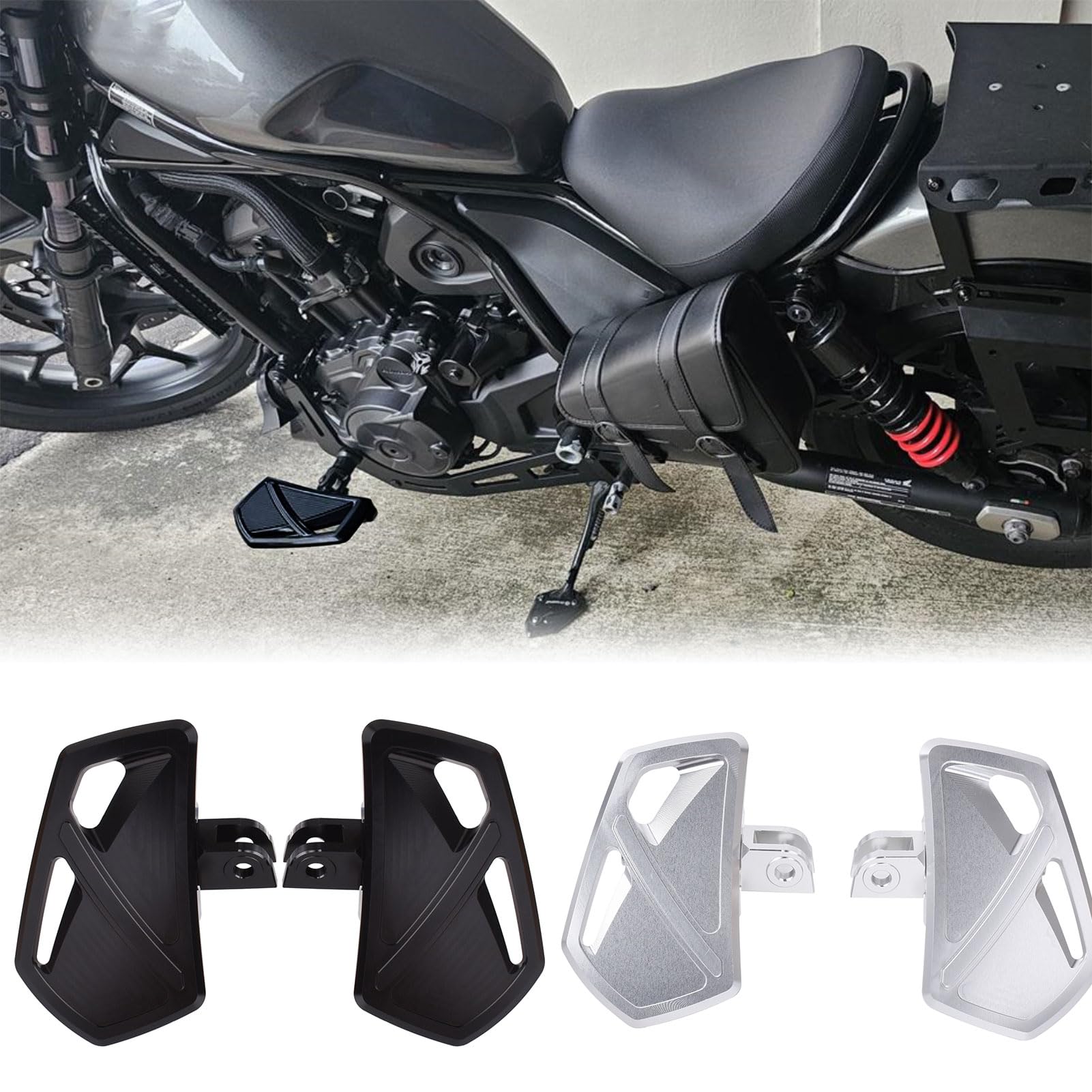Midimttop Motorrad fahrer Rutschfest Dielen Pedal Fahrer Trittbrett breite Fußrasten Vorderfuß stützen fit for Ho&n&da Rebel 1100 CMX1100 CMX 1100 2021 2022 2023 2024 2025 (Schwarz) von Midimttop