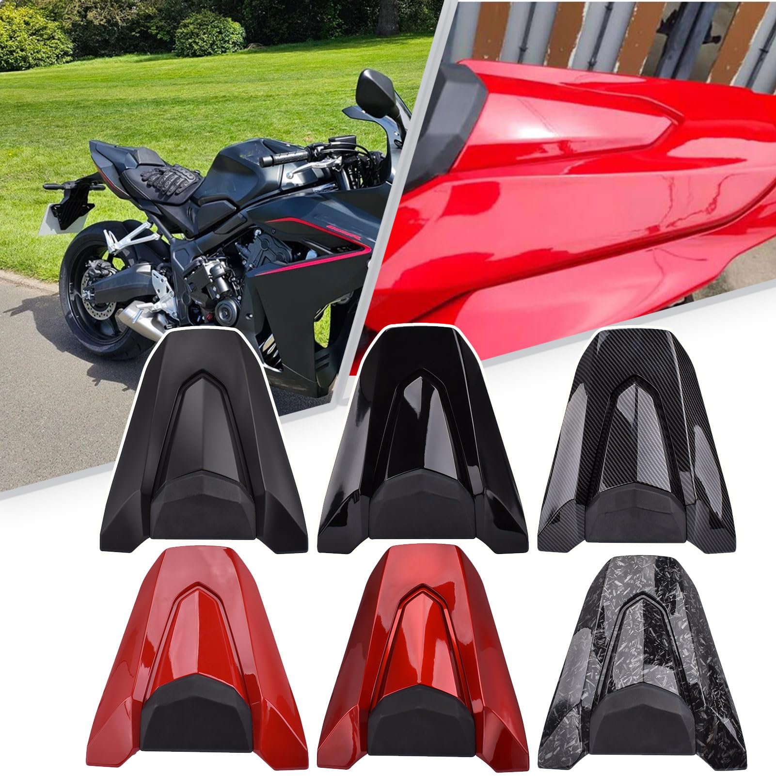 Midimttop Motorrad rücksitz haube hinterer Buckel Schwanz Kappe verkleidung zubehör fit for HO&N&DA CB650R CBR650R CB 650R CBR 650 R Zubehör 2024 2025 (Rot) von Midimttop