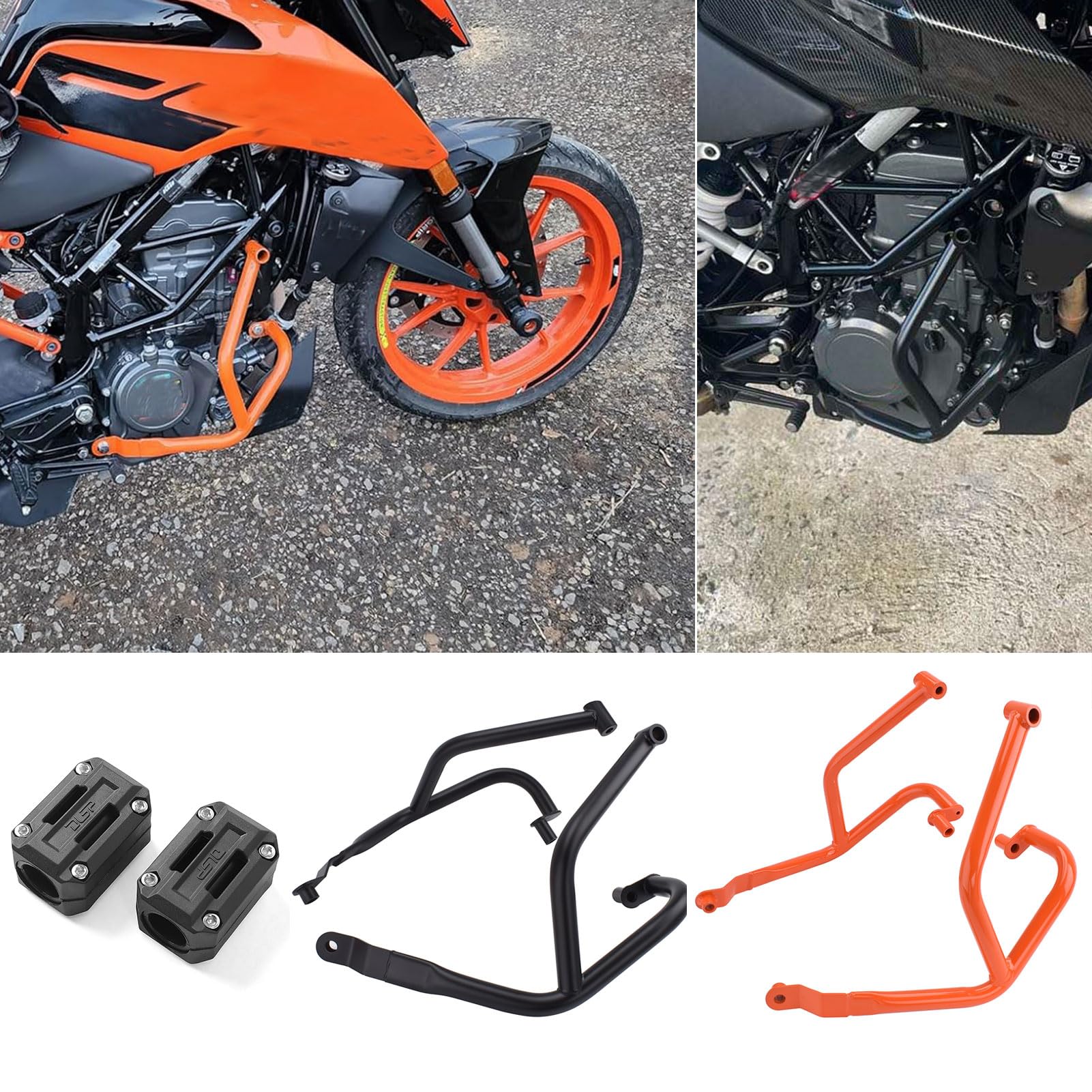 Midimttop Motors chutz autobahn crash bar motorrad rahmens chutz stoßstange für K&T&M Duke 200(2020-2024) Duke 250 Duke 390 DUKE390 (2017-2023) Zubehör (Orange) von Midimttop